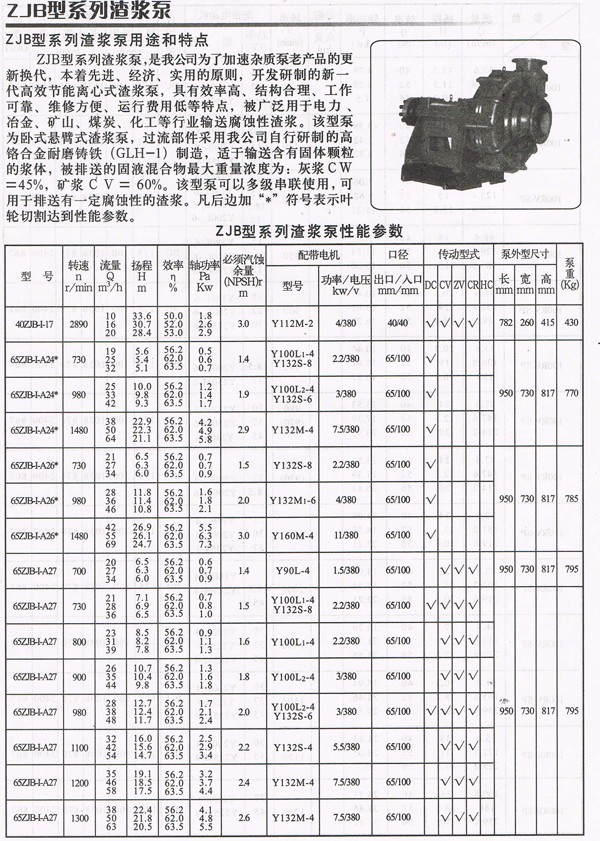 ZJ/ZJB Series Slurry Pump